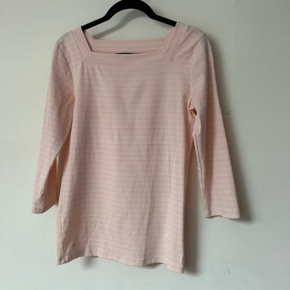 Ralph Lauren Pale Pink Boatneck 3/4 Sleeve Top - Picture 1 of 5